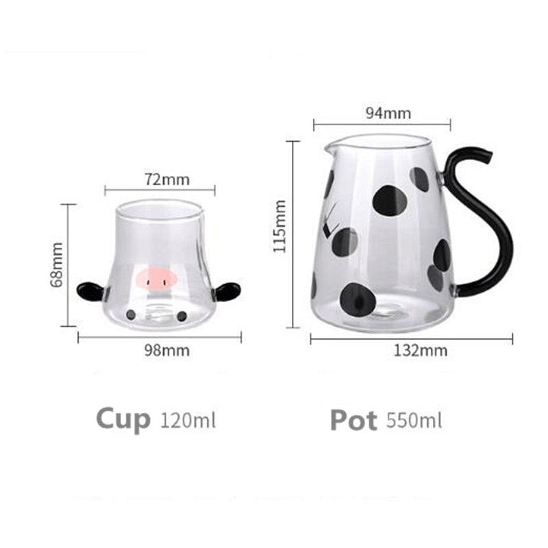 Transparent Borosilicate Cow Glass Jug